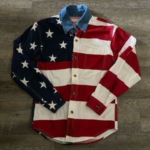 Roper Red white & blue flag long sleeve shirt